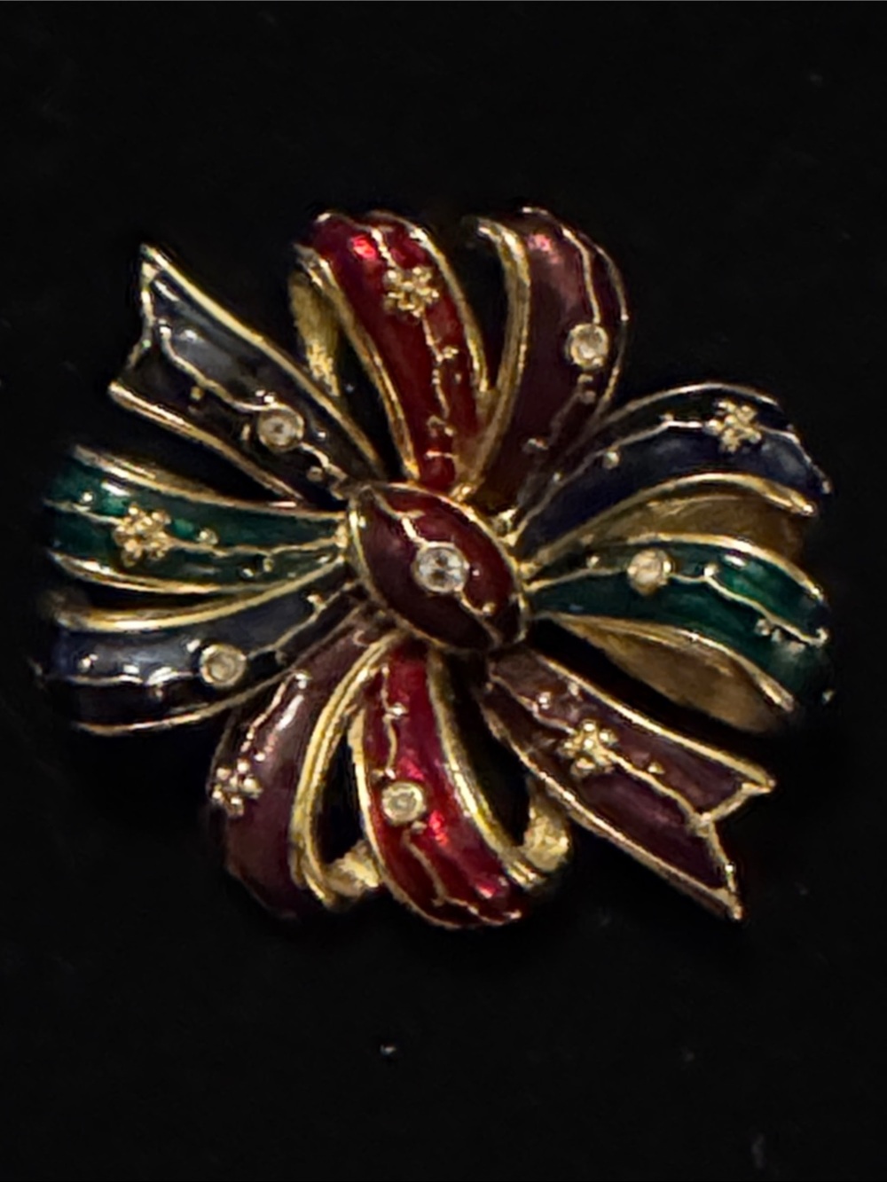 Joan Rivers Multicolor Enamel Bow Brooch with Rhinestones